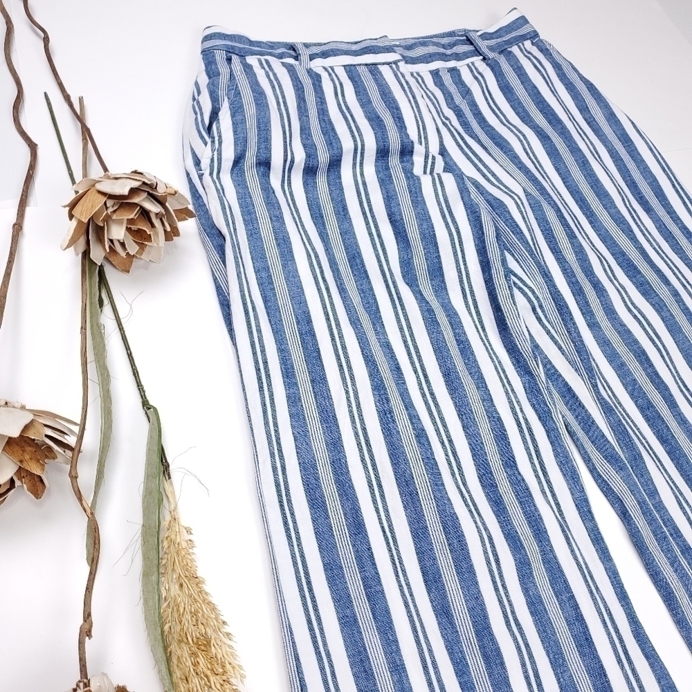 Michael Kors Blue White Stripe Wide Leg Pants 0 - Picture 5 of 12